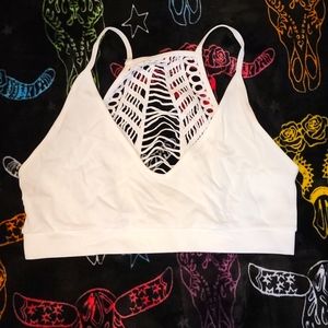 White cutout back bralette